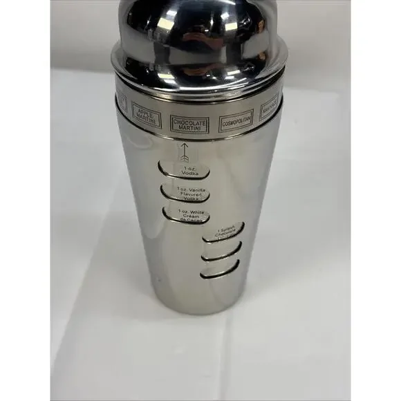 Stainless Steel Cocktail Shaker Strainer With Dial Up Drink Recipes - Picture 3 of 10